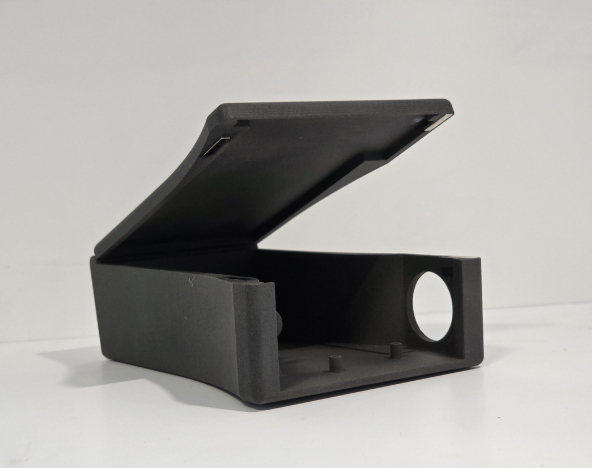 3D PCB cover with in-built hinge and cable port access